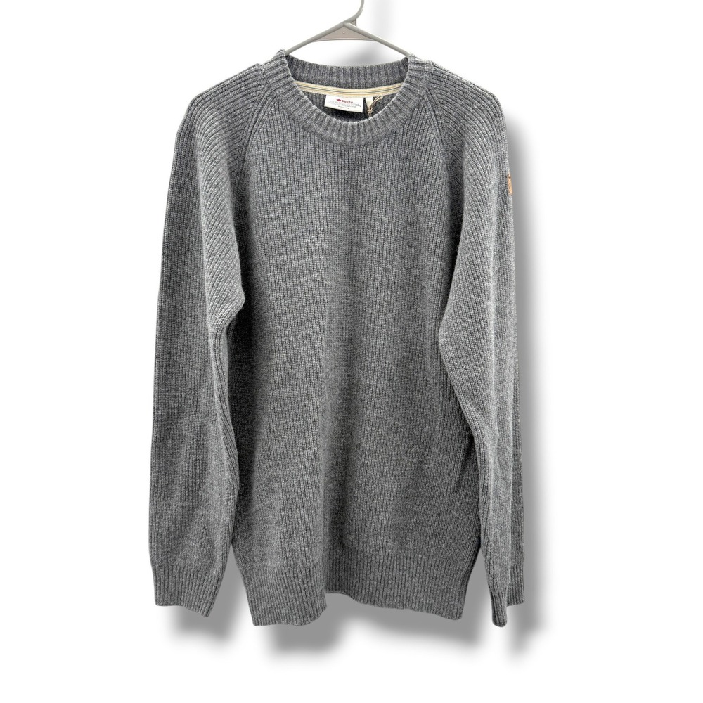 Fjallraven Ovik Rib‎ Sweater Mens M Grey 100% Wool Made in Italy Sample NWT